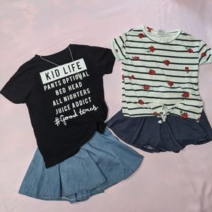 Girls 2 Skirt & 2 Shirt Outfit Bundle